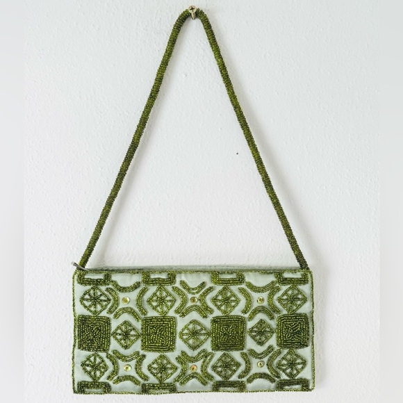 90s Y2K Bijoux Terner Apple and Mint Green Beaded Women's Shoulder Bag - Picture 1 of 8